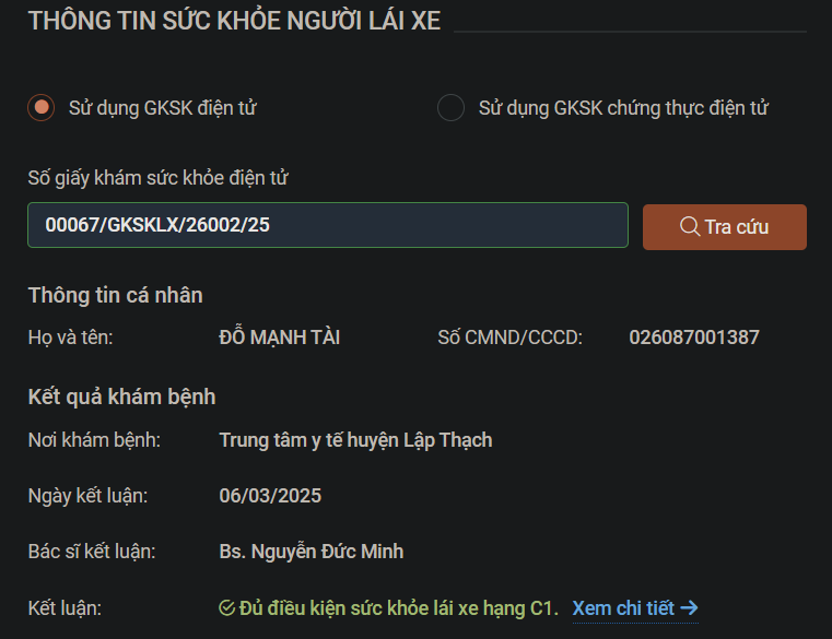 HƯỚNG DẪN ĐỔI GIẤY PHÉP LÁI XE (GPLX) ONLINE CHI TIẾT NHẤT 2025 2 Tra Cuu So Kham Suc Khoe Online